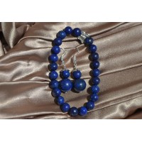 Lapis lazuli komplet raztegljiva zapestnica in srebrni uhani